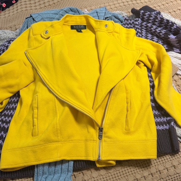 Lauren Ralph Lauren yellow moto jacket…sweater - Picture 4 of 9